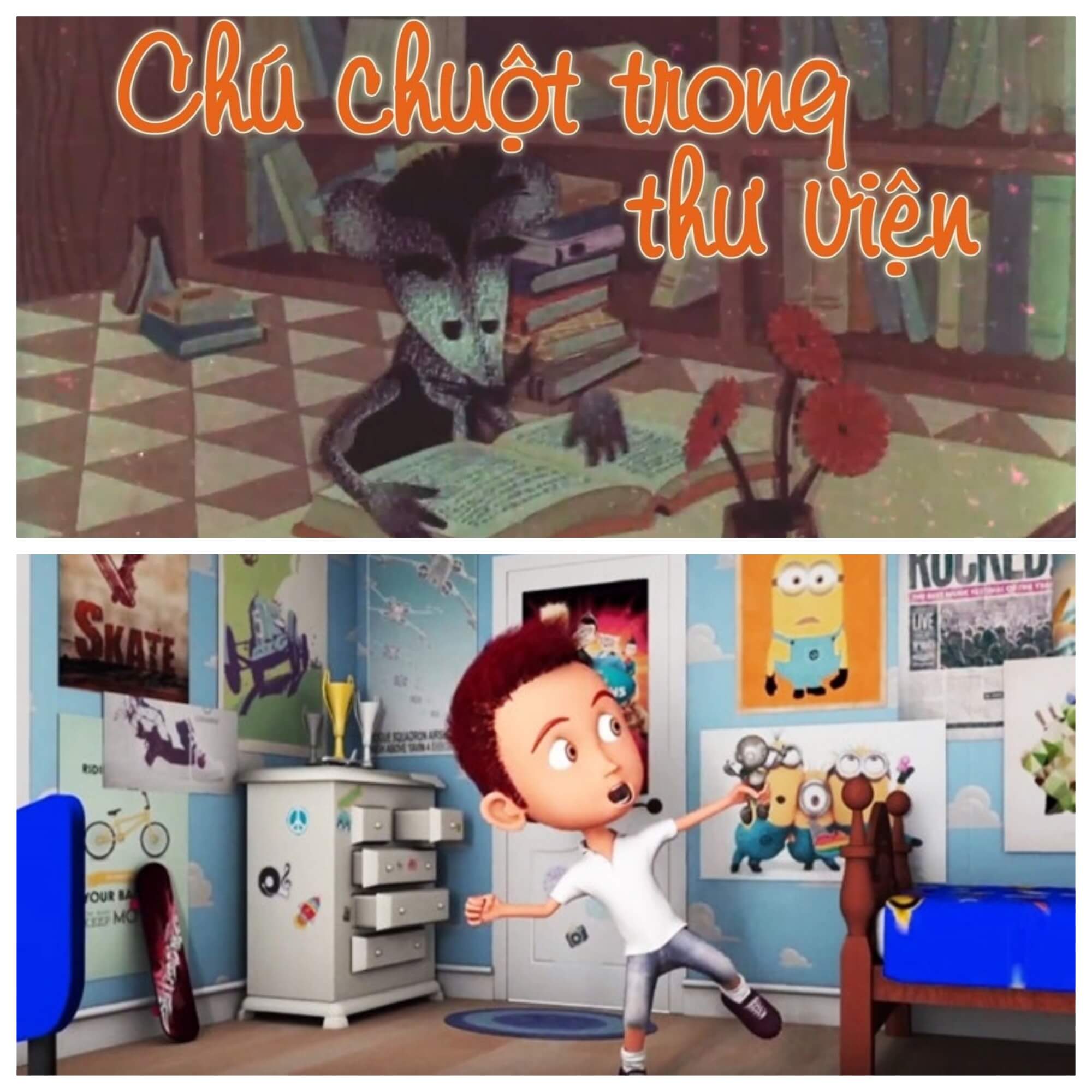 Sự khác biệt giữa phim hoạt hình năm 1980 (trên) & sản phẩm của học viên Arena Multimedia (dưới)